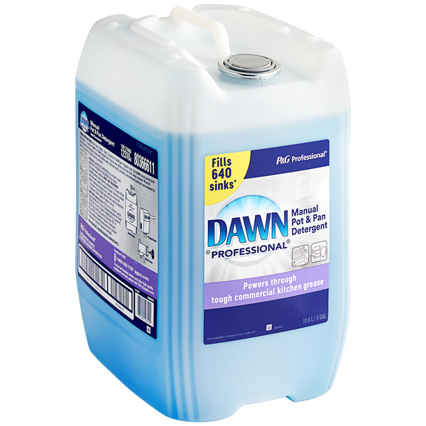 A white container of Dawn Professional liquid dishwashing detergent with a blue label.