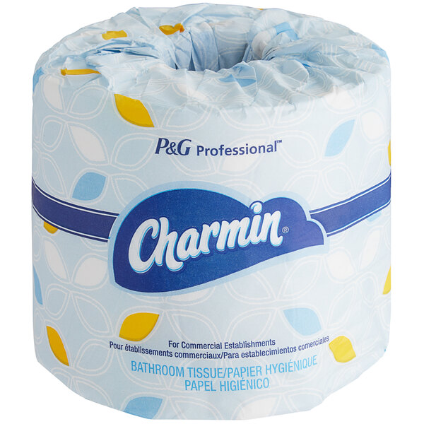 A Charmin commercial toilet paper roll in its packaging.