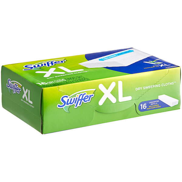 A box of Swiffer Sweeper XL dry sweeping cloths.