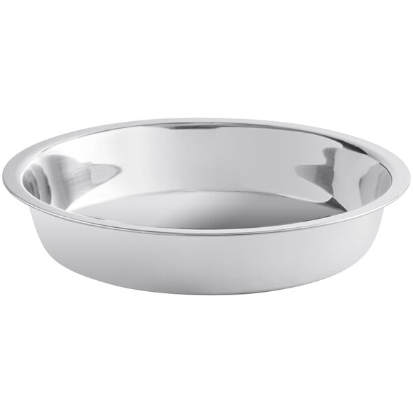 A stainless steel bowl for a Choice Deluxe Round Chafer.