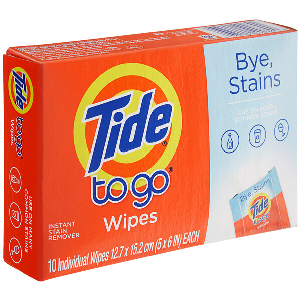 A box of Tide To-Go stain removing wipes.