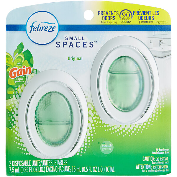 A package of Febreze Small Spaces Gain Original Scent air fresheners.