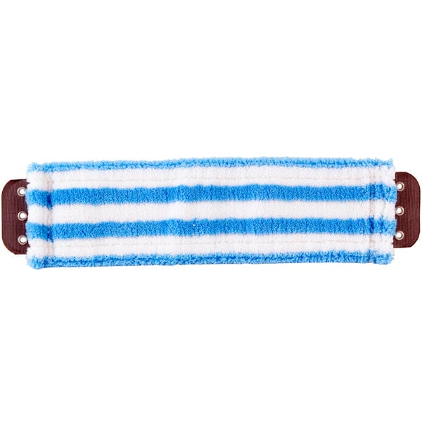 A blue and white striped Unger SmartColor MicroMop pad.