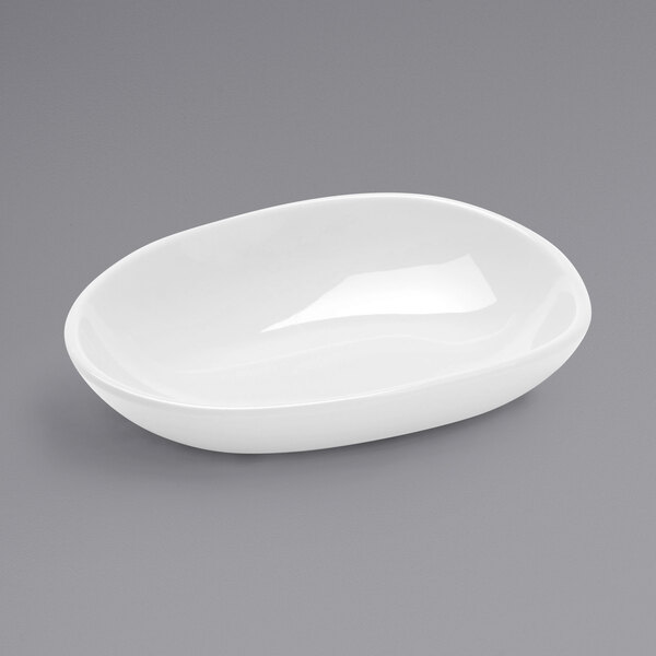 An American Metalcraft white oval shaped mini melamine bowl.