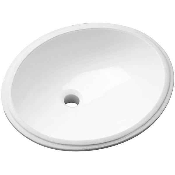 A white oval Zurn undermount sink.
