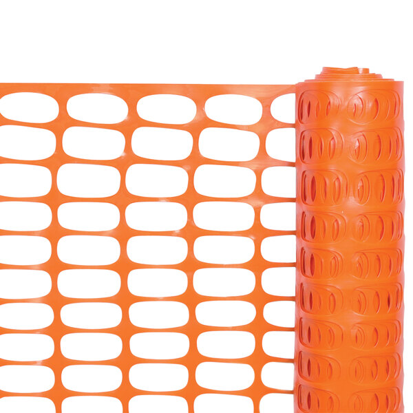 A roll of orange plastic mesh with an oval pattern.
