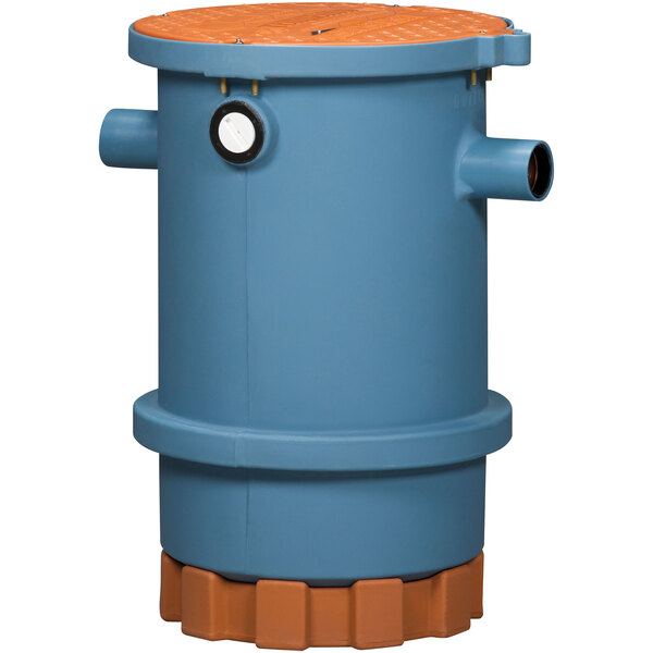 A blue cylinder with a black top.