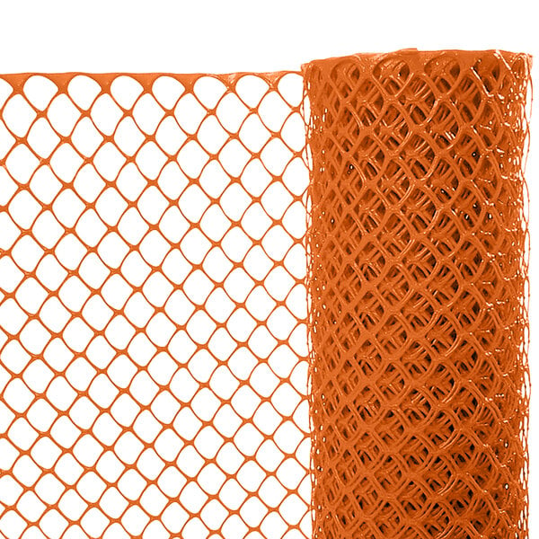 A roll of orange diamond pattern safety fencing.