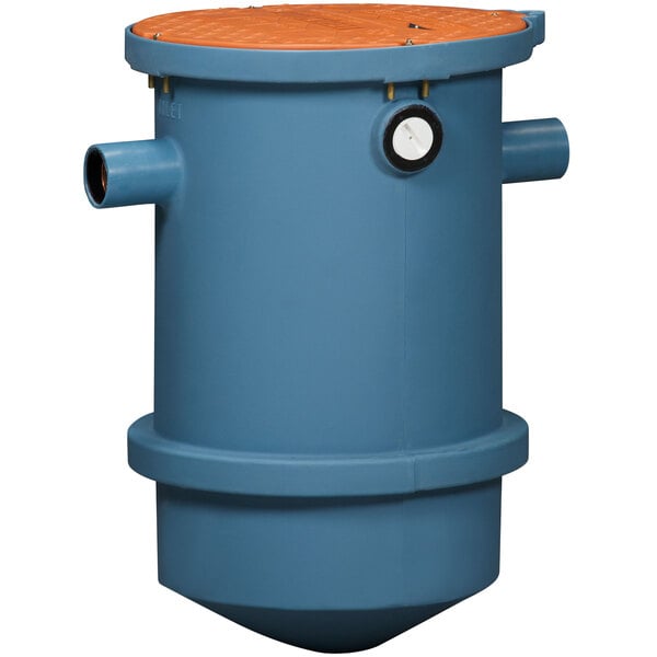 A blue cylinder with two pipes on top.