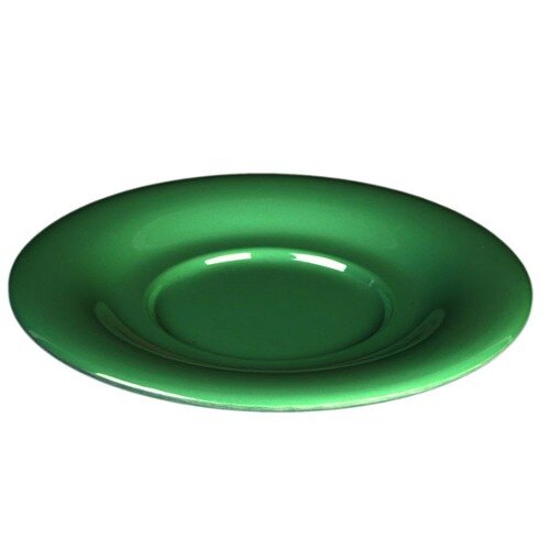 A close-up of a green saucer.