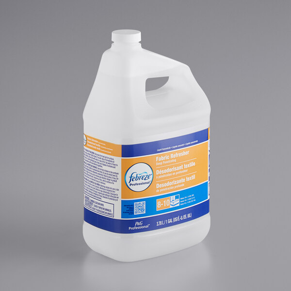 A white jug of Febreze Professional Deep Penetrating Fabric Refresher Concentrate.