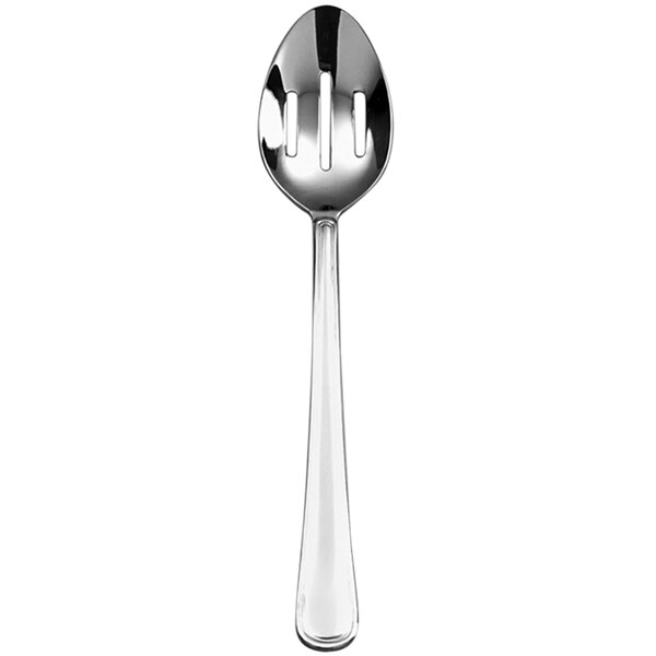 An American Metalcraft stainless steel slotted serving spoon with a handle.