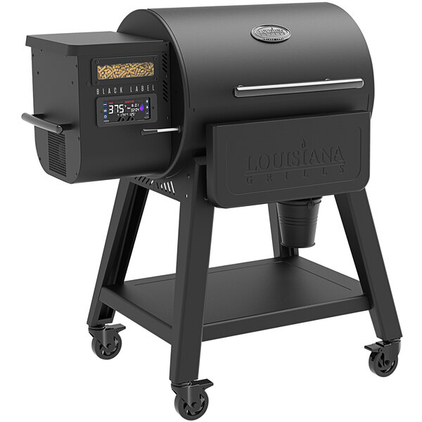 A black Louisiana Grills barbecue with a digital display on it.