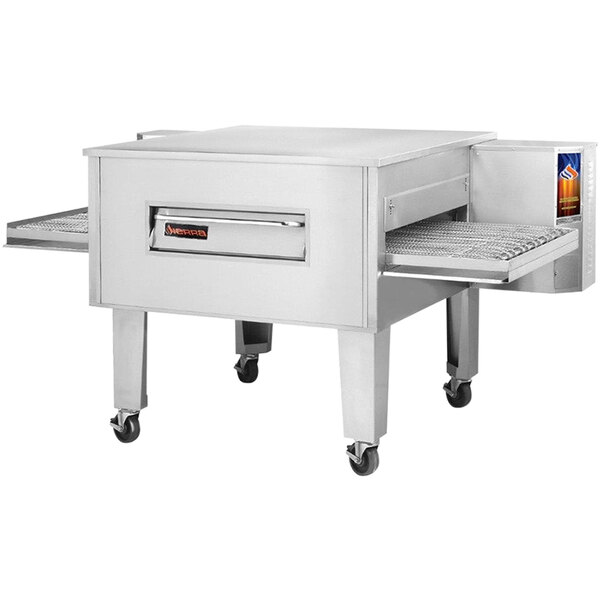 A large stainless steel Sierra Range conveyor pizza oven with a drawer.