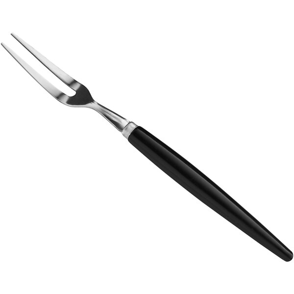 An American Metalcraft stainless steel fork with a black handle.