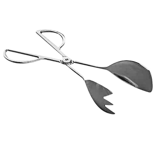 American Metalcraft stainless steel scissor tongs with a white background.