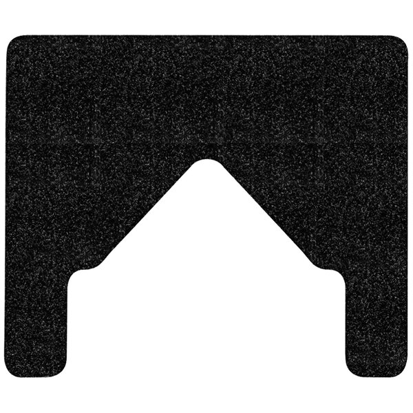 A black rectangular WizKid urinal mat with a bull nose design on it.