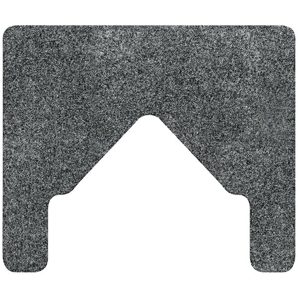 A grey triangular urinal mat.