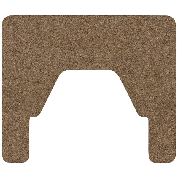 A brown rectangular WizKid urinal mat with a hole in the middle.
