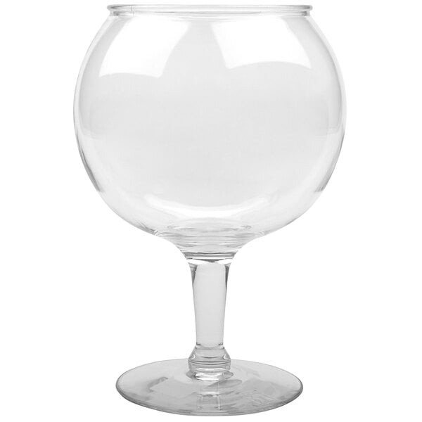 A clear plastic Schooner with a stem.