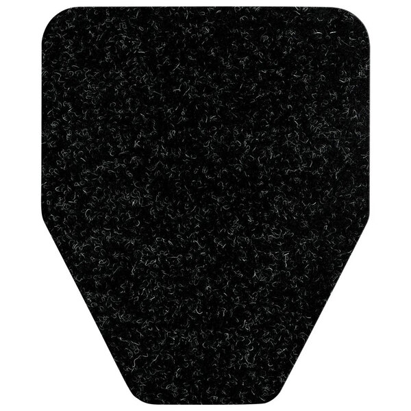A black WizKid urinal mat with a black border.