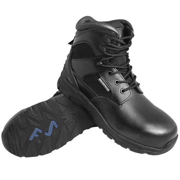 A pair of Genuine Grip black composite toe safety boots.
