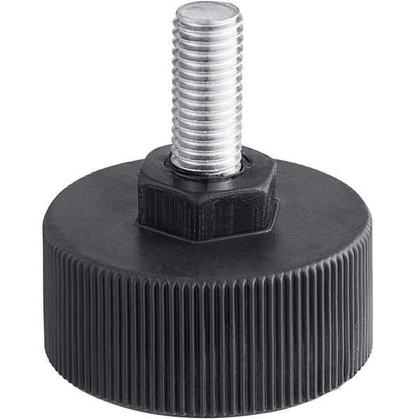 A black rubber foot with a threaded bolt.