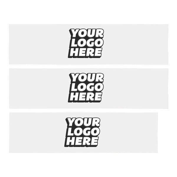 A group of three white rectangular banners with customizable white text.