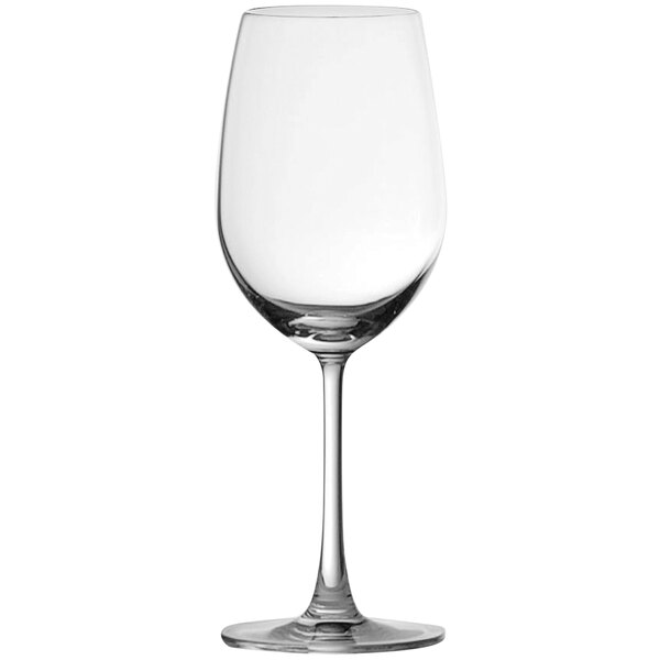 An Anchor Hocking Matera wine glass with a long stem.