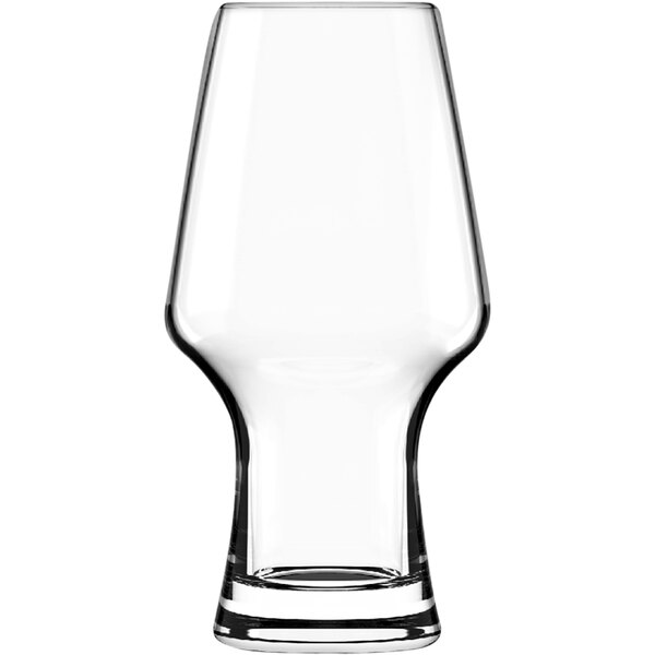 An Anchor Hocking craft beer tumbler with a clear bottom on a white background.