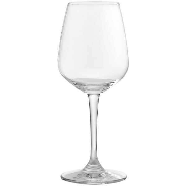 An Anchor Hocking Florentine II clear wine glass with a stem.