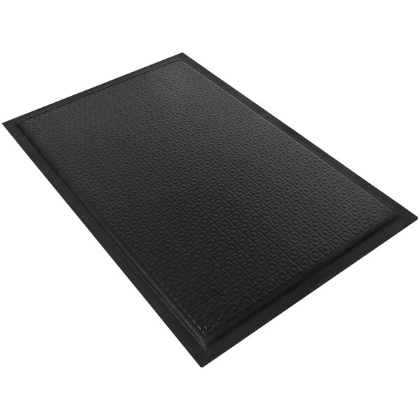 A black rectangular M+A Matting anti-fatigue mat with a textured surface.