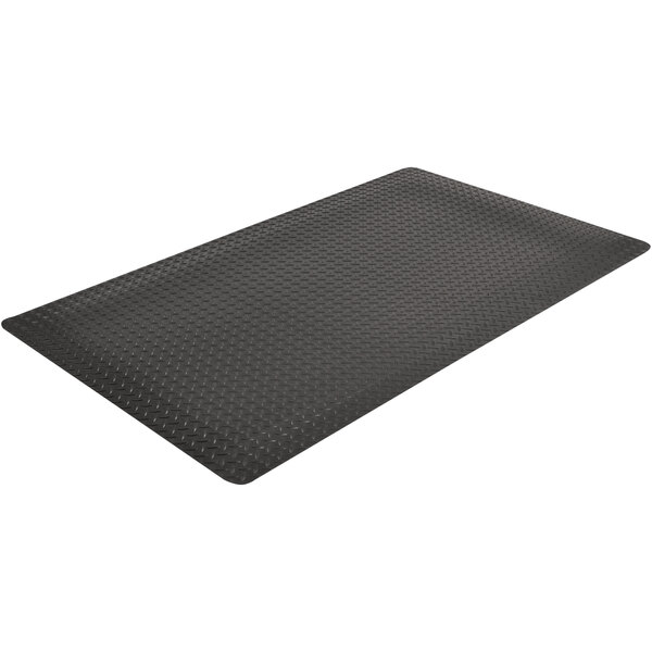 A black Notrax Ergo Trax Grande anti-fatigue mat with holes in it.