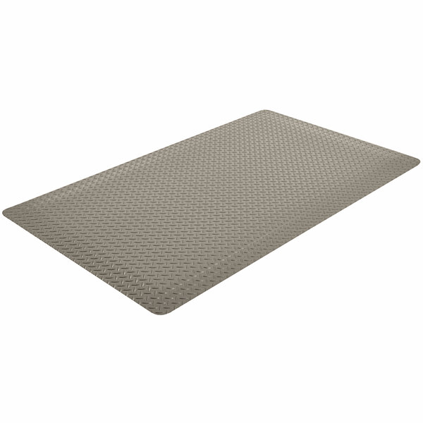A grey rectangular mat with a diamond pattern.