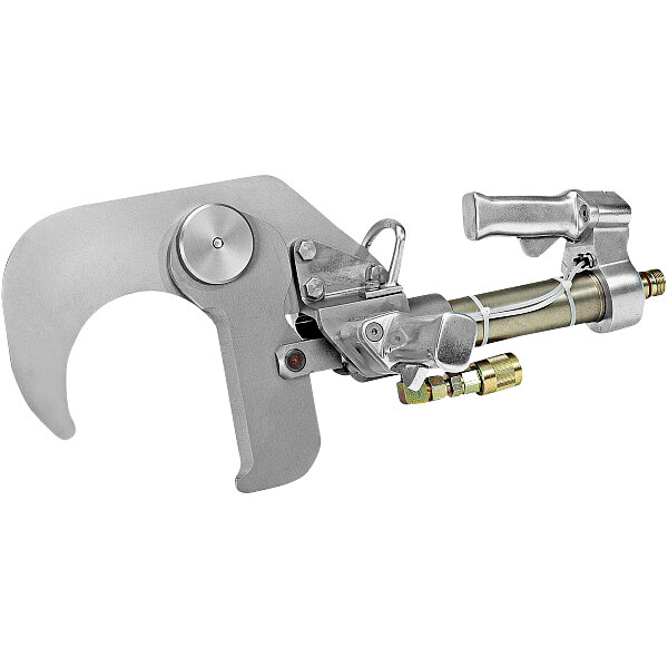 A metal EFA hydraulic leg cutter with a handle.