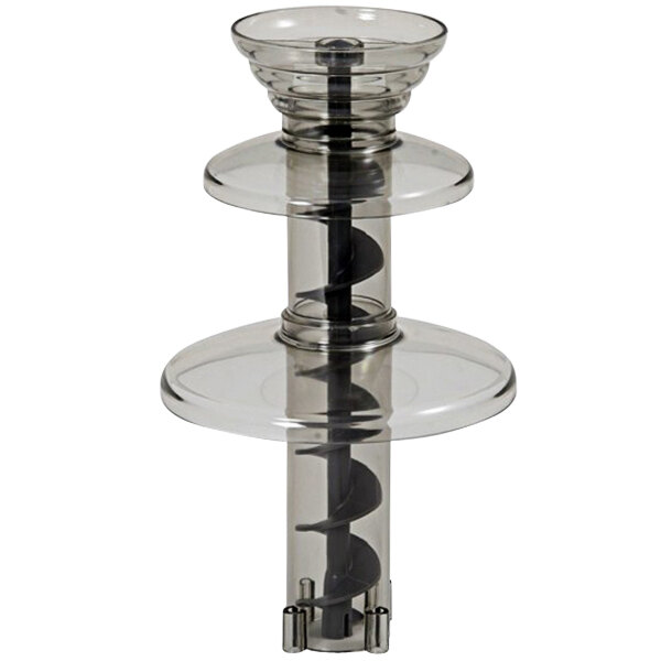 A clear plastic tier set with three tiers.