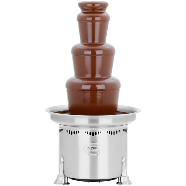 A Sephra Cortez chocolate fountain on a metal stand.