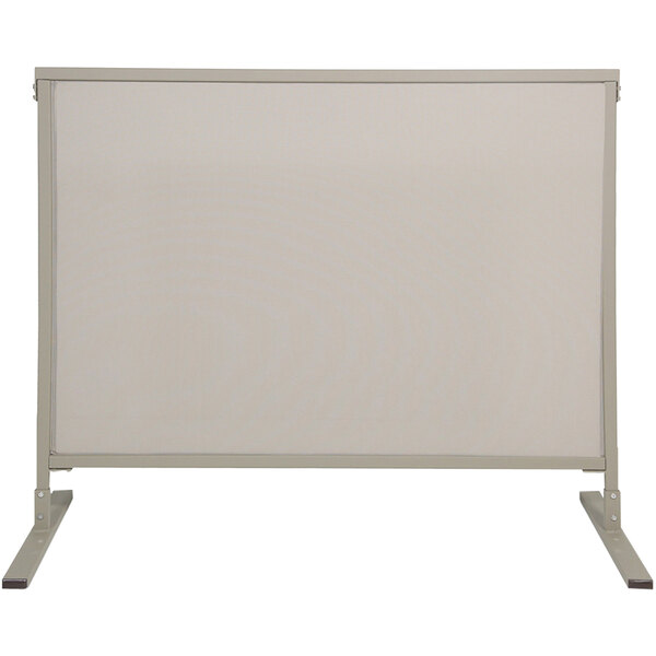 A white Versare outdoor partition panel with a metal frame.