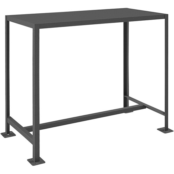 A black rectangular Durham Mfg machine table with metal legs.