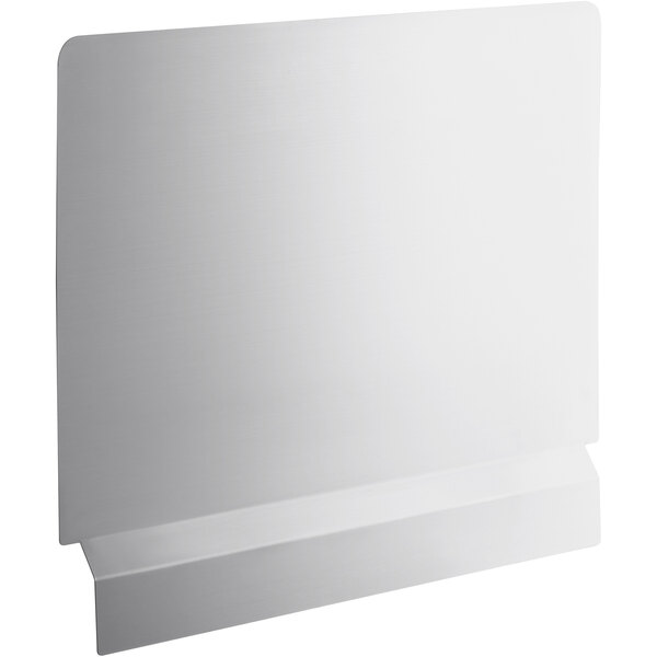 An Avantco stainless steel rectangular splash guard with a white background.