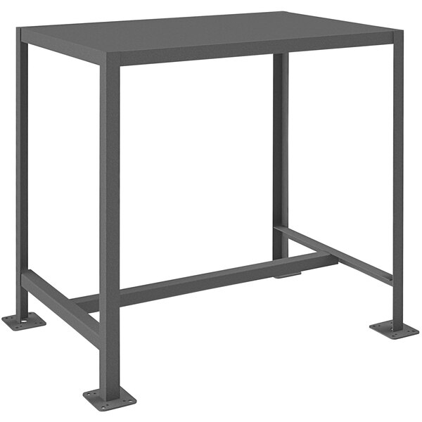 A black rectangular Durham Mfg machine table with legs.