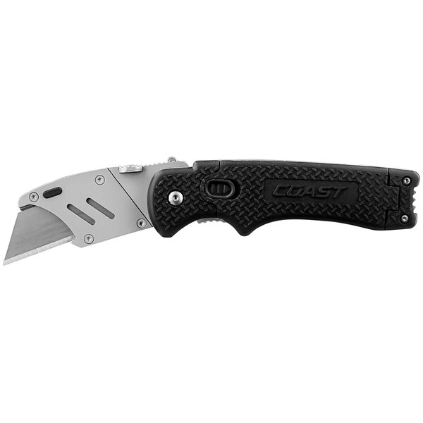 A Coast DX190 Pro Razor Knife with a black handle and black blade.