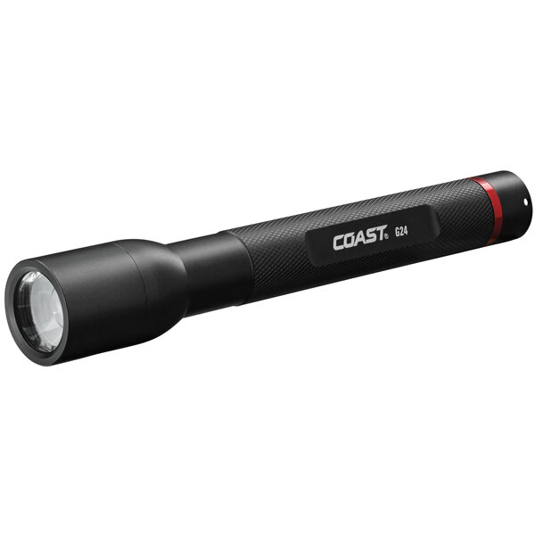 A black Coast G24 LED flashlight with a white background.