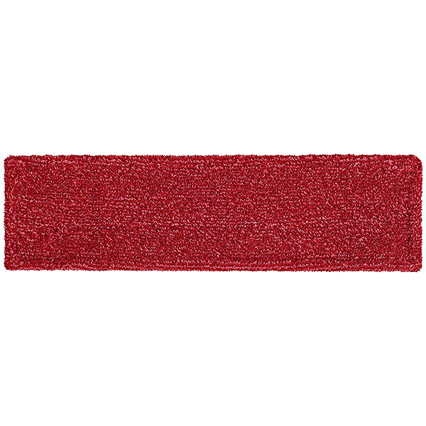 A red rectangular Rubbermaid microfiber wet mop pad.