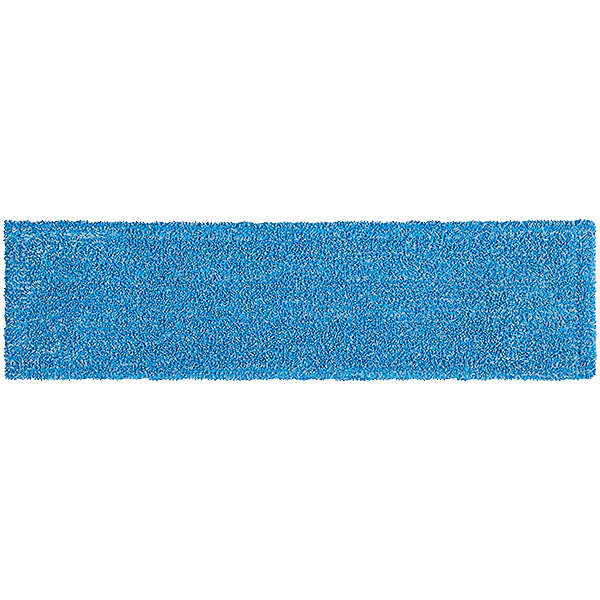 A blue rectangular Rubbermaid microfiber wet mop pad with small dots.