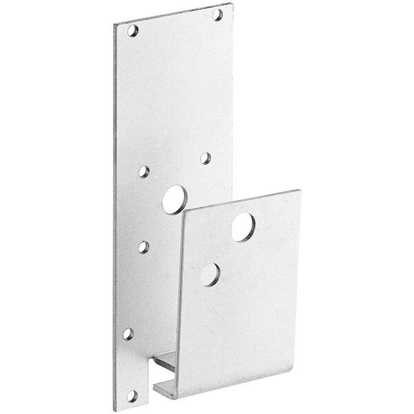 A metal bracket with holes for a Cooking Performance Group C36 series range door.