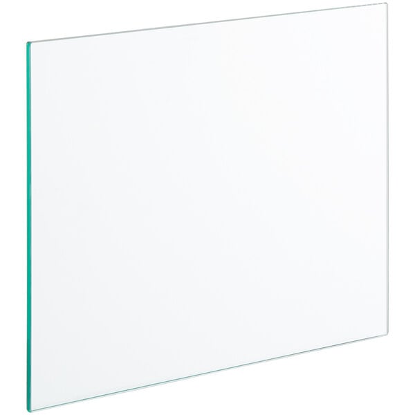 A white rectangular glass shelf with a green border.
