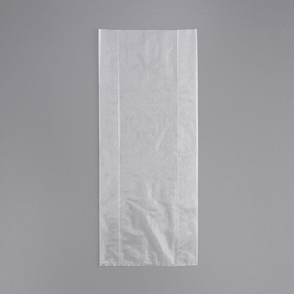 A close up of a white LK Packaging plastic food bag with a black border.