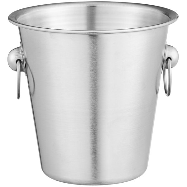 A Franmara stainless steel wine bucket with two handles.