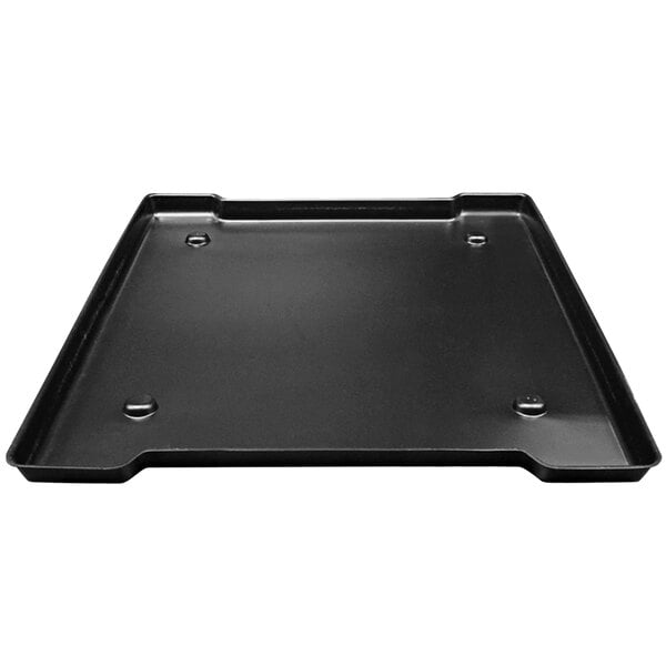 A black square Satellite containment tray with holes on the bottom.